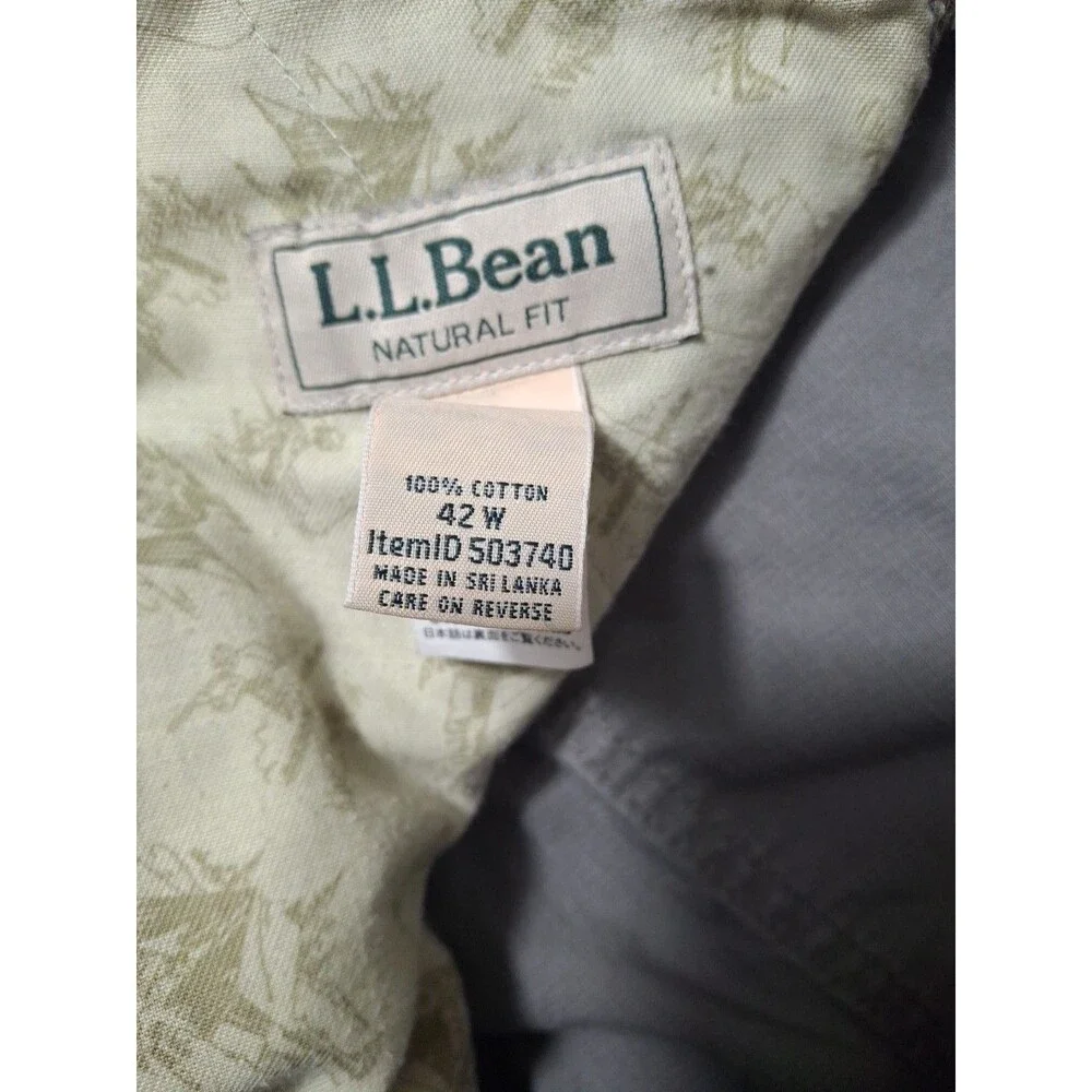 LL Bean Allagash Cargo Shorts Mens 42W Gray Cotton Outdoor Casual Hiking